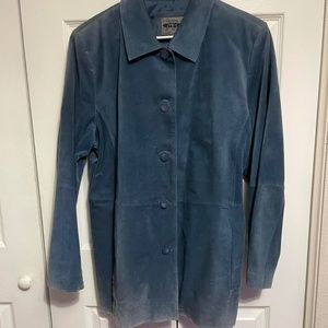 blue suede leather jacket